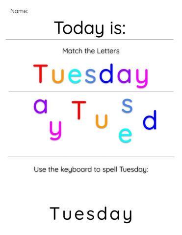 Days of the Week: Tuesday