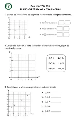 Evaluación 25- plano cartesiano