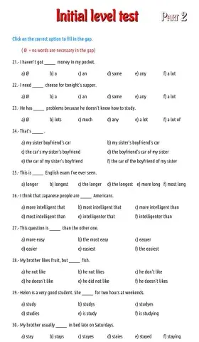 Initial level test - part 2