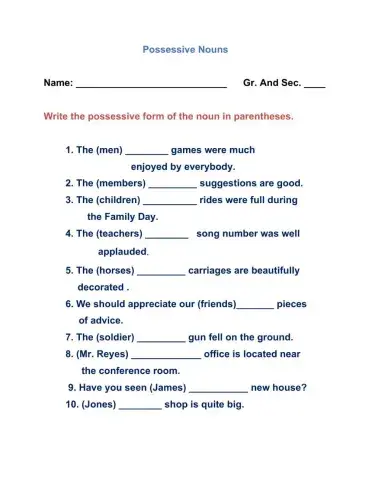 Possessive Nouns