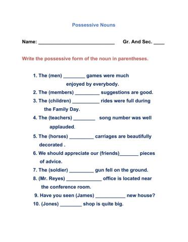 Possessive Nouns