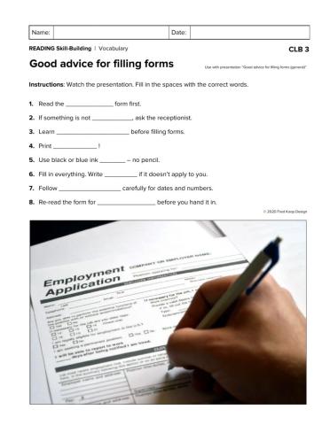 SB-Good advice for filling forms--CLB 3