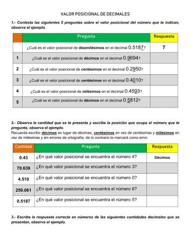 Valor posicional decimales