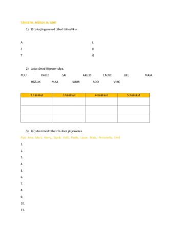 Tähestik. Häälik ja täht