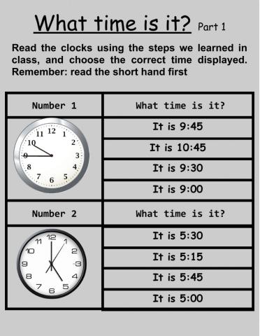 What time is it? Part 1
