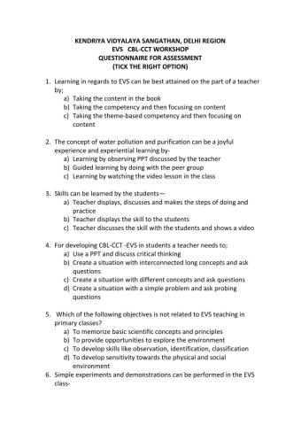 Questionnaire for assessment