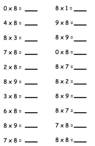 Math Fact Fluency (8s)