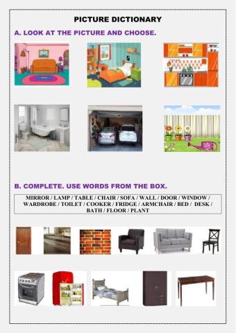 Look and choose. Look and write the names