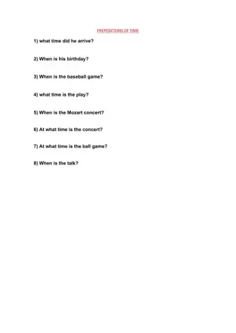 Prepositions of time listening