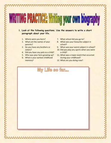 Autobiography Worksheet