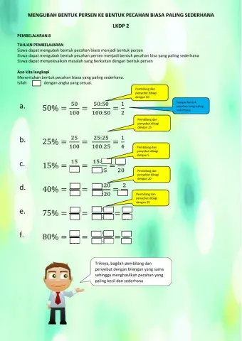 Mengubah bentuk persen ke pecahan biasa