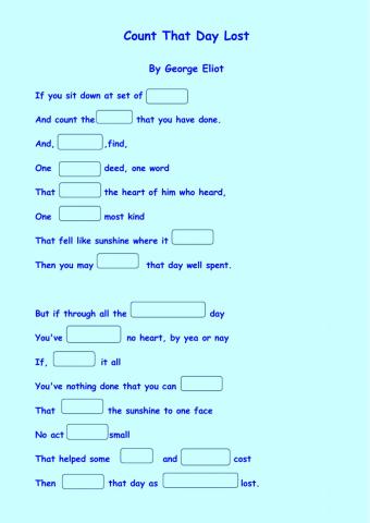 Count That Day Lost blanks for words