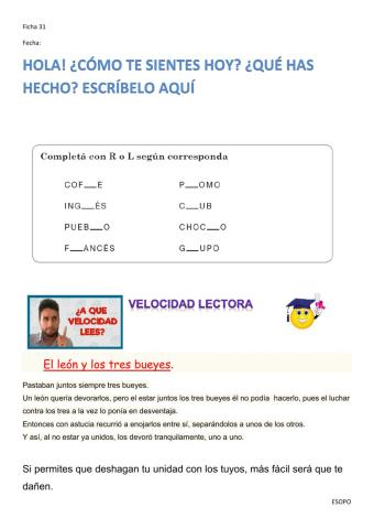Comprensión lectora FICHA 31.3