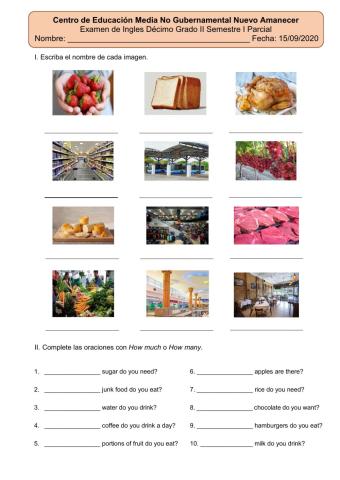 Examen Ingles 10mo III Parcial