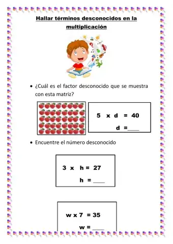 Encontrar términos desconocidos en la multiplicación