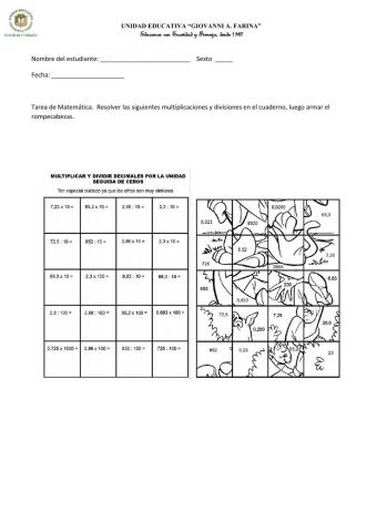 Multiplicaciones y divisiones por 10, 100 y 1000