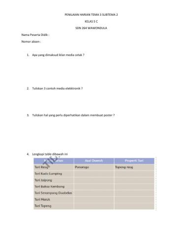 Soal ph tema 3 subtema 2