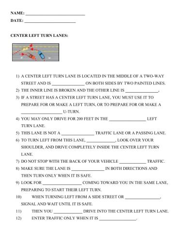 Dmv -23 - center left turn lane