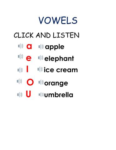 Vowel Worksheet