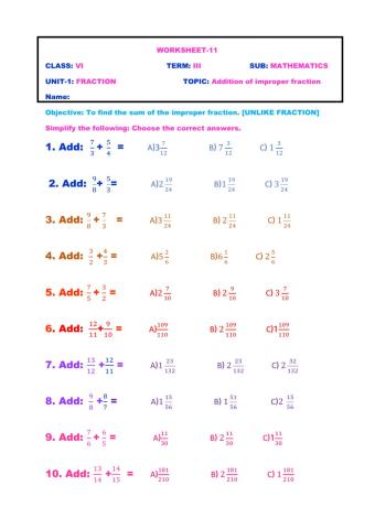 Addition of fraction