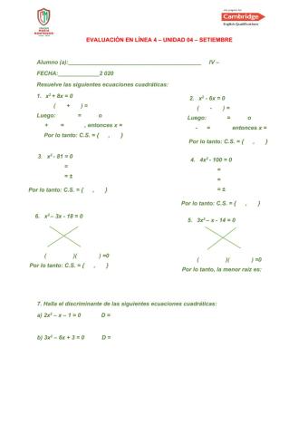 Ecuaciones de 2do grado