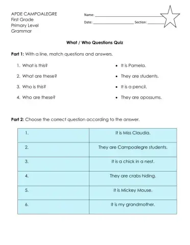What and who questions