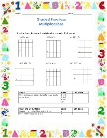 Multiplications Graded Practice