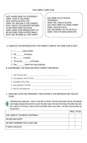 Verb to be past - was,were