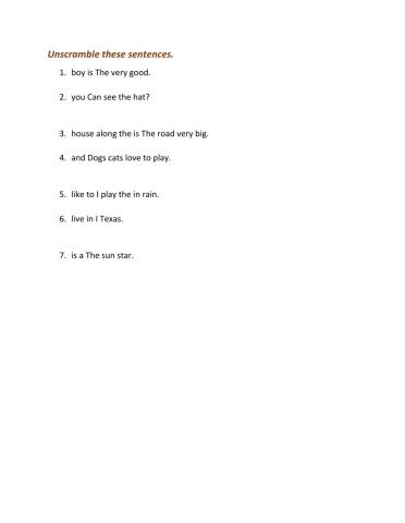 Unscrambled Sentences