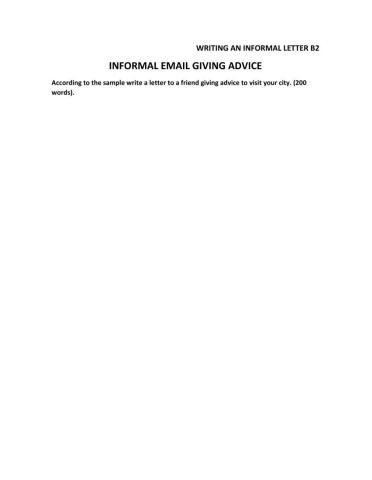 WRITING AN INFORMAL LETTER