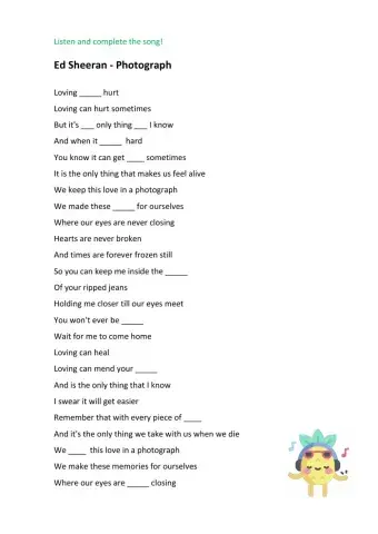 Listening: Photographs-Ed Sheeran