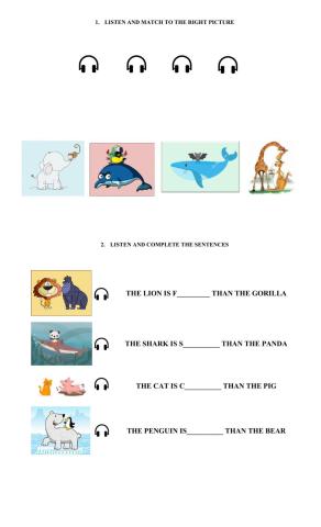 Comparative adjectives listening task