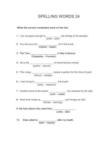 Spelling Words -24