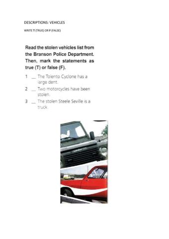 Vehicle descriptions