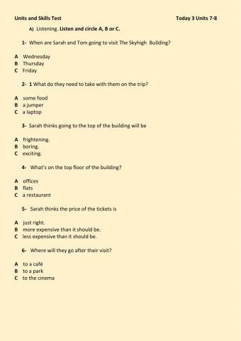 ARCHIVO Today 3 Test UNITS 7-8