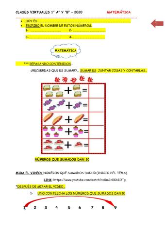 Numeros y sumas hasta el 10