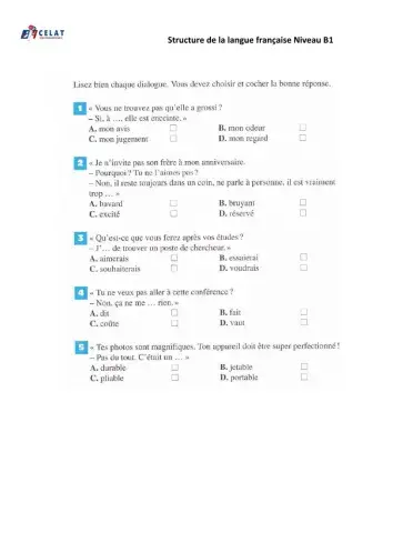 Celat-structure de la langue NIVEAU 4