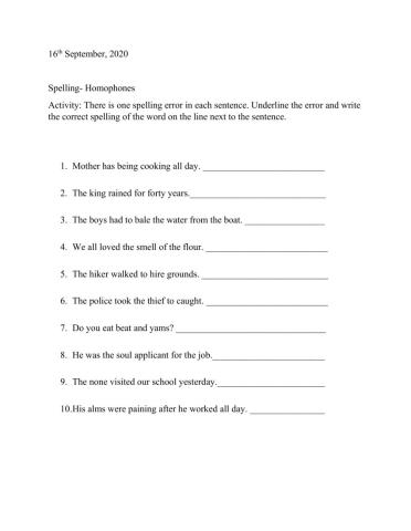 Spelling -Homophones