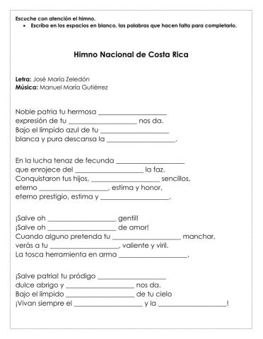 Himno Nacional de Costa Rica
