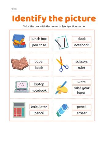 School Supplies Vocab Practice