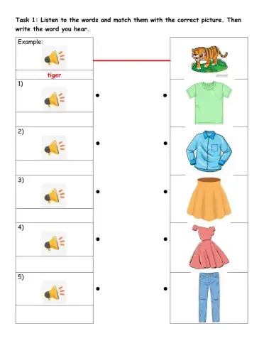 Starters practice: Clothes vocabulary - Reading part 4