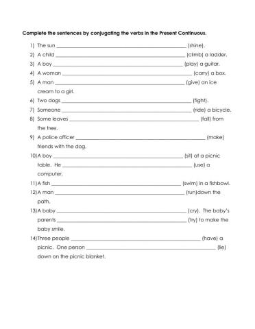 Present Continuous - Present Progressive (Fill-ins)