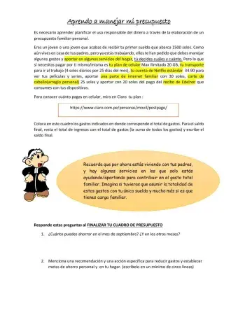 Aprendo a manejar mi presupuesto