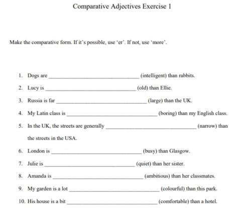 Comparative adjectives