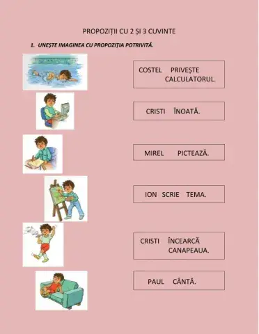 Propozitii cu 2 ,3 cuvinte