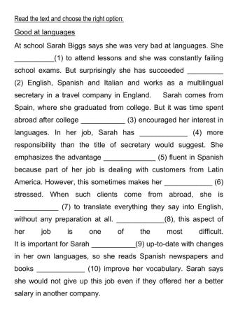 Choose the right option