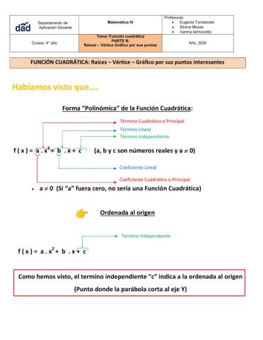 Función Cuadrática (Parte B)
