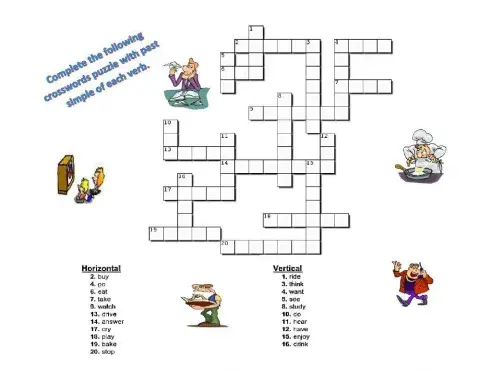 Crossword puzzle Past simple