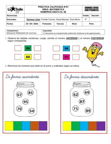 Reconocimiento de números hasta el 99