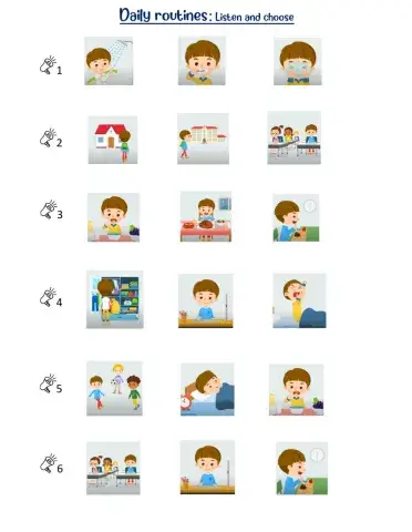 DAILY ROUTINES - listen and choose